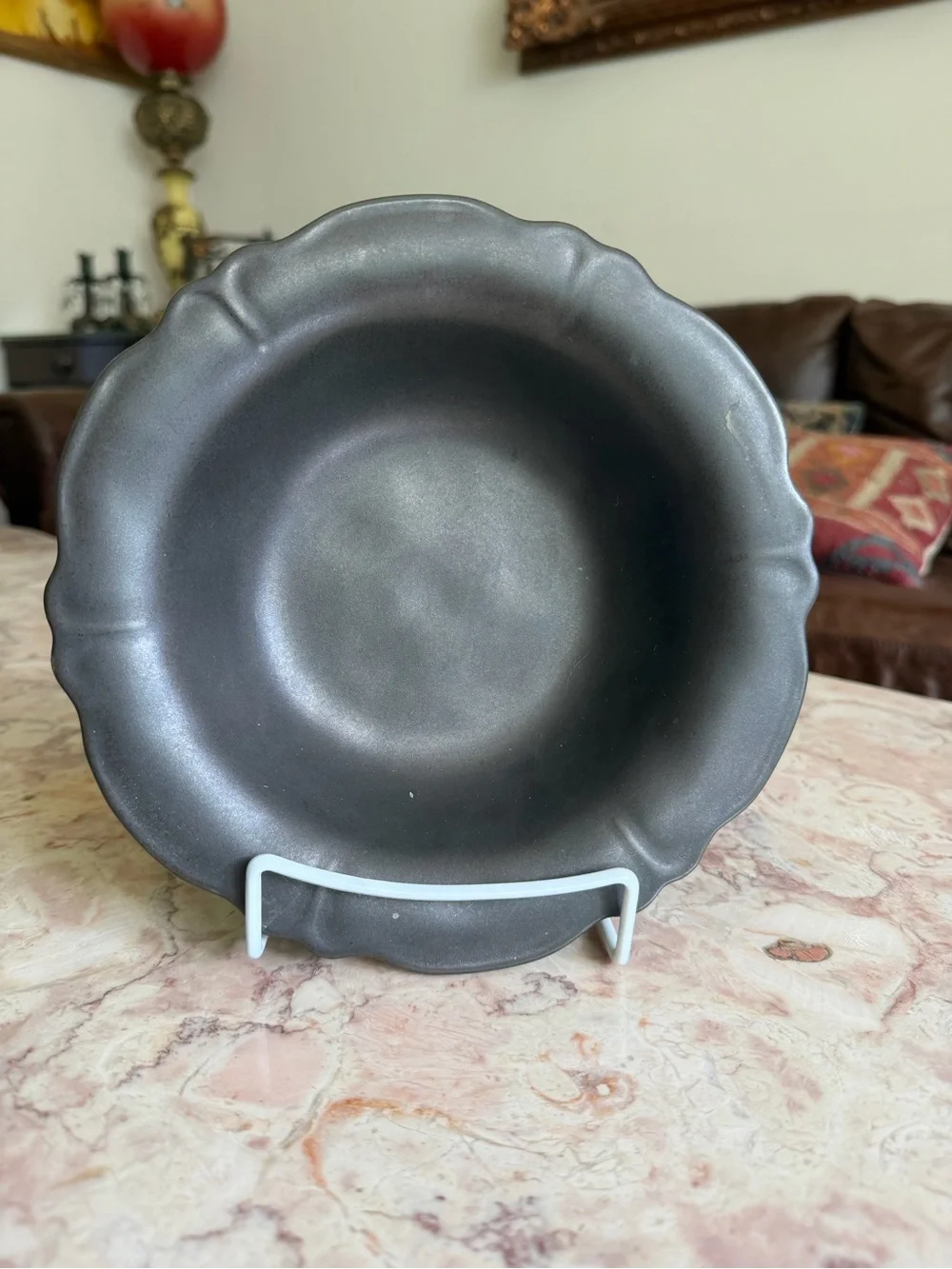 Anthropologie Matte Black Scalloped Ceramic Place Setting - 4 Piece